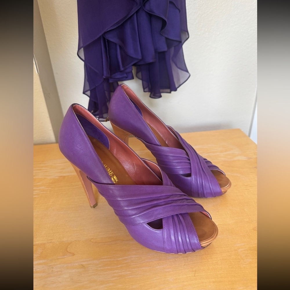 Guillaume Hinfray purple leather heels shoes size 39
